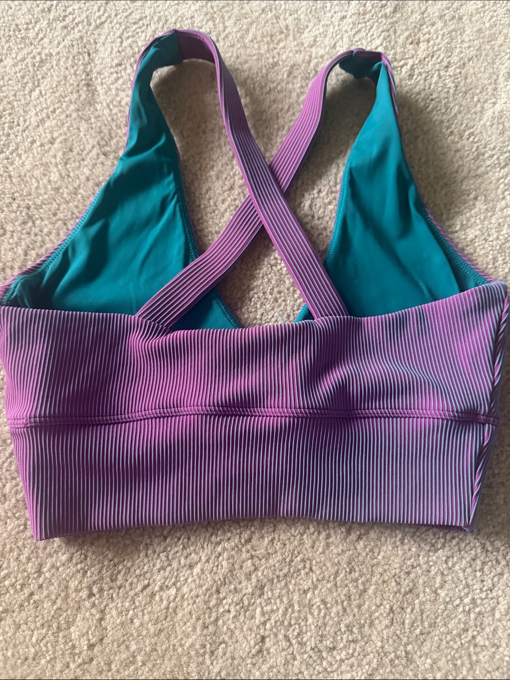Beach Riot Ribbed Ruched Halter Sports Bra in Purple - Picture 3 of 3